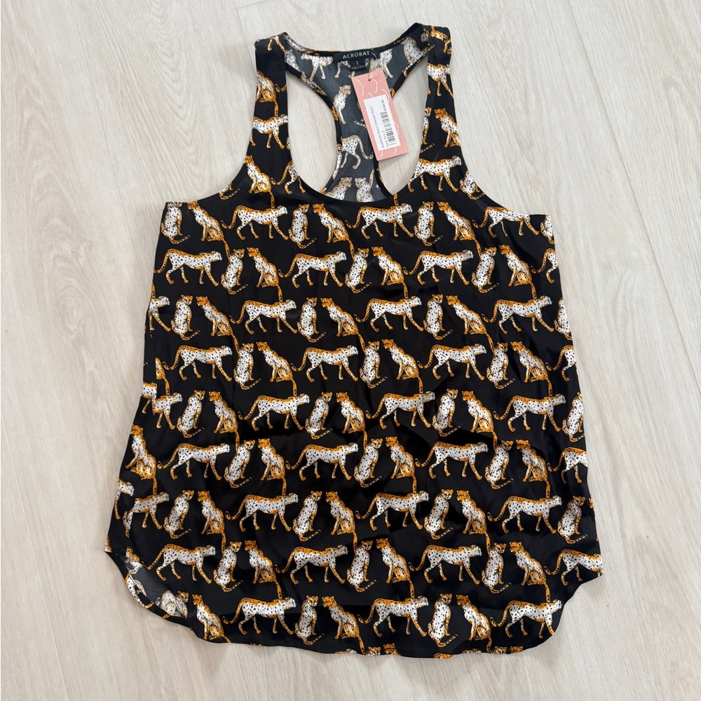 Acrobat leopard print silk Racerback Tank Top